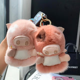 Fluffy Stuffed Pig Bag Charm