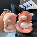 Fluffy Stuffed Pig Bag Charm