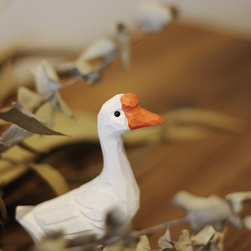 Handmade Carved Goose Figurine