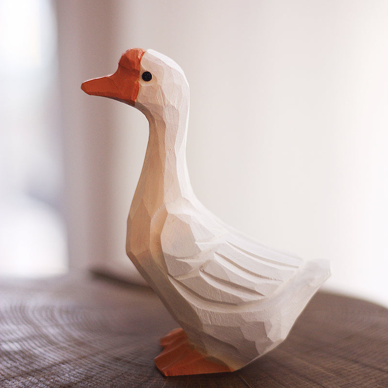 Handmade Carved Goose Figurine