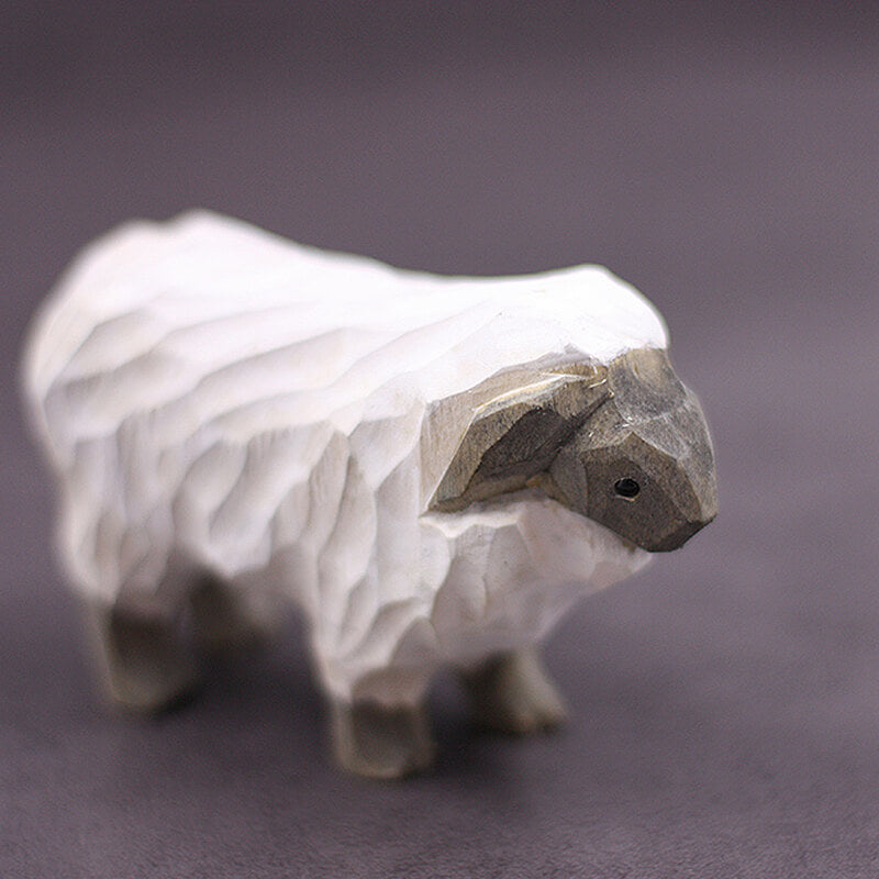 Handmade Carved Sheep Figurine