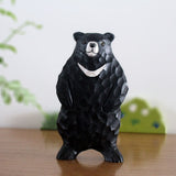 Handmade Carved Wooden Standing Black Bear Figurine