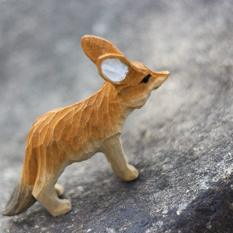 Handmade Carved Fennec Fox Figurine