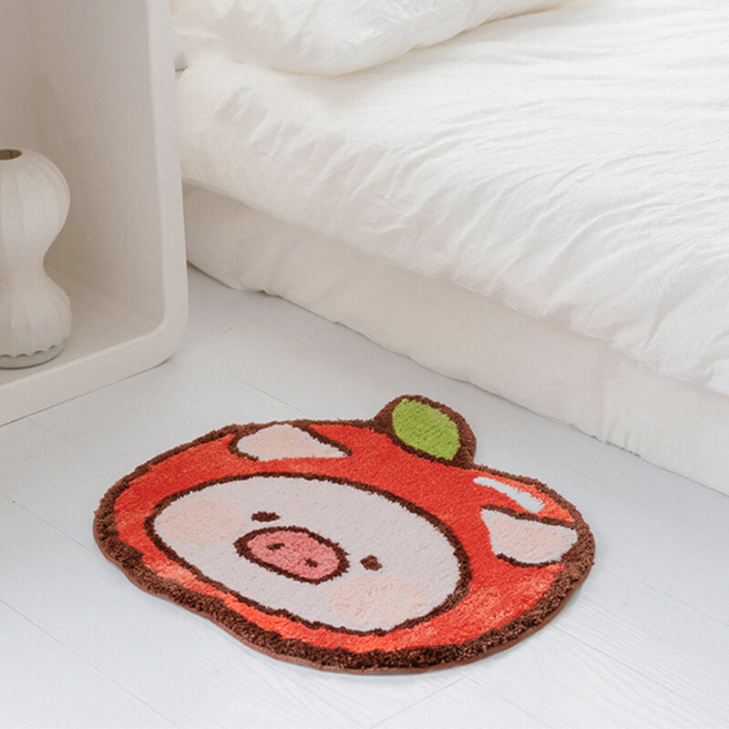 Cute Pig Shaped Area Rug, Apple Piggy Carpet