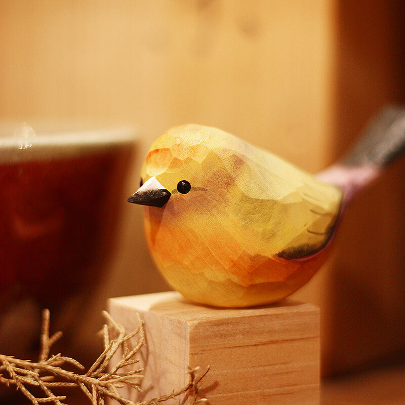 Handmade Carved Wooden Lophobasileus Bird Figurine
