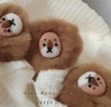 Handmade Wool Felt Fluffy Lion Face Bag Charm Keychain