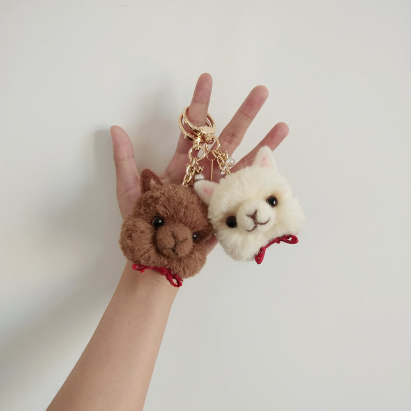 Handmade Wool Felt Alpaca Face Bag Charm, Keychain