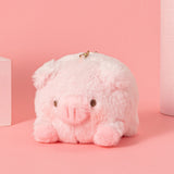 Pig Keychain With Fox Fur Pom Luxury Bag Charm Plush 
