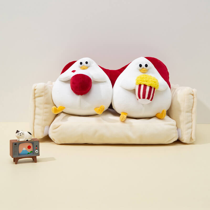 Chubby Couple Seagull Stuffed Animal Plush Toy with Plush Sofa