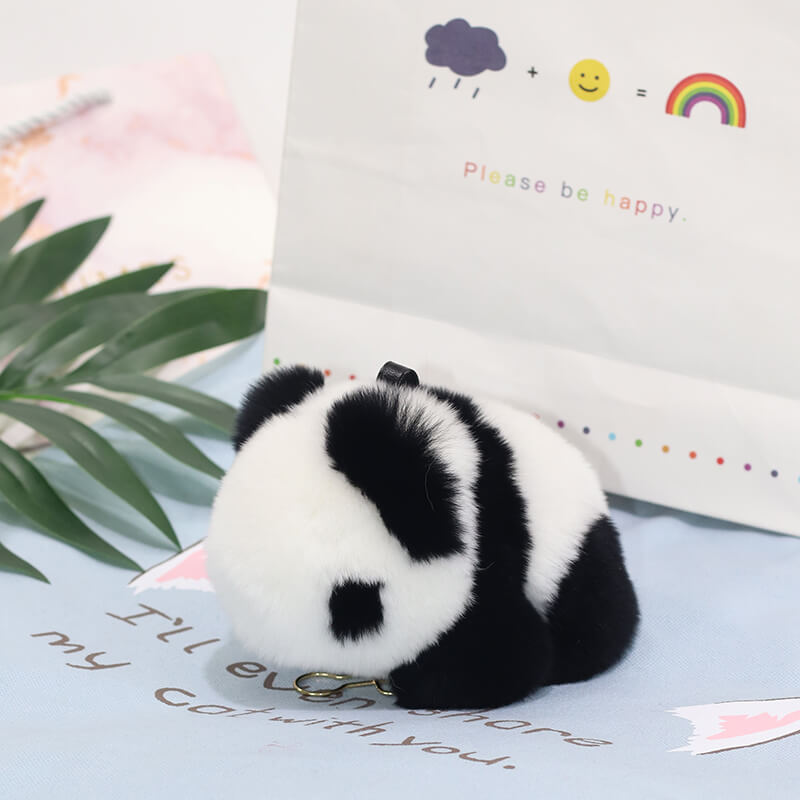 Fluffy Panda Stuffed Plush Bag Charm