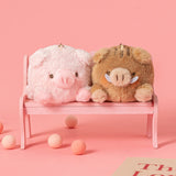 Cute Plush Pig Stuffed Animal Bag Charm Keychain (Pink, Brown)