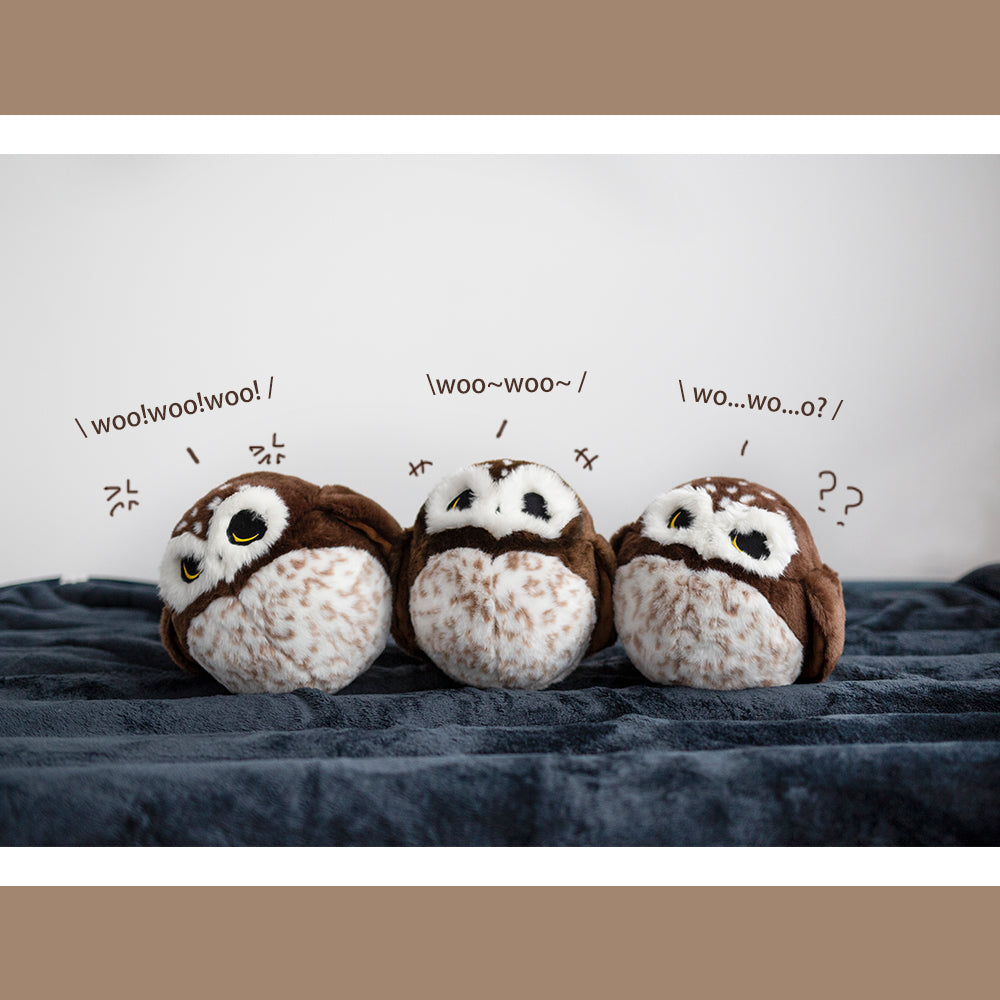 Chubby Northern Saw-Whet Owl Plush Stuffed Animal Round Pillow