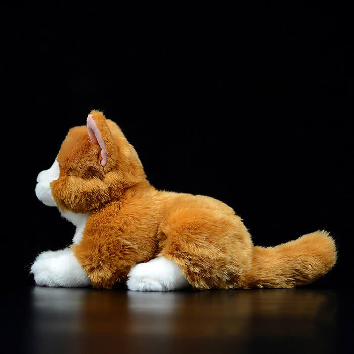 Realistic Yellow and White Cat Stuffed Animal Plush Toy