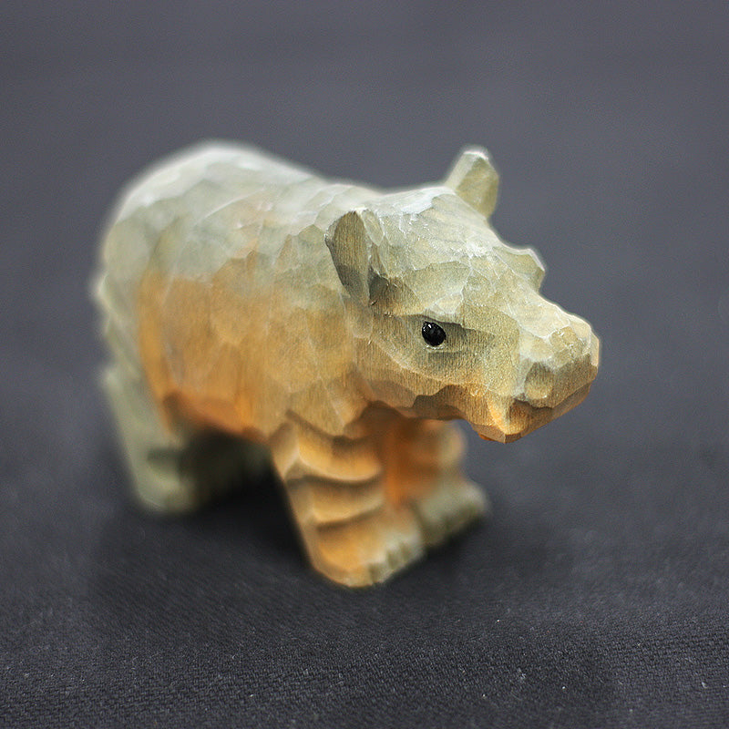 Handmade Carved Hippo Figurine