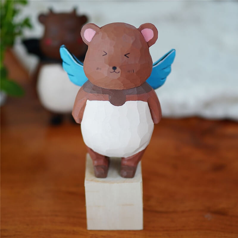 Handmade Carved Cartoon Bear Figurine