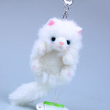 White Cat Plush Bag Charm, Stuffed Animal Keychain