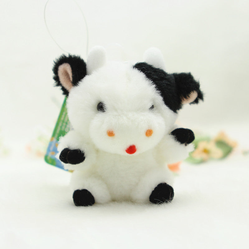 Mini Cow Plush Bag Charm, Animal Stuffed Keychain