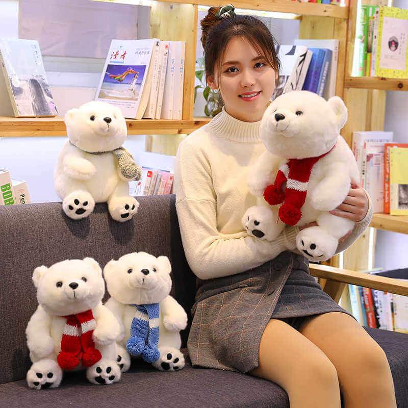 Scarf Baby Polar Bear Plush Doll Stuffed Cotton Animal Toys